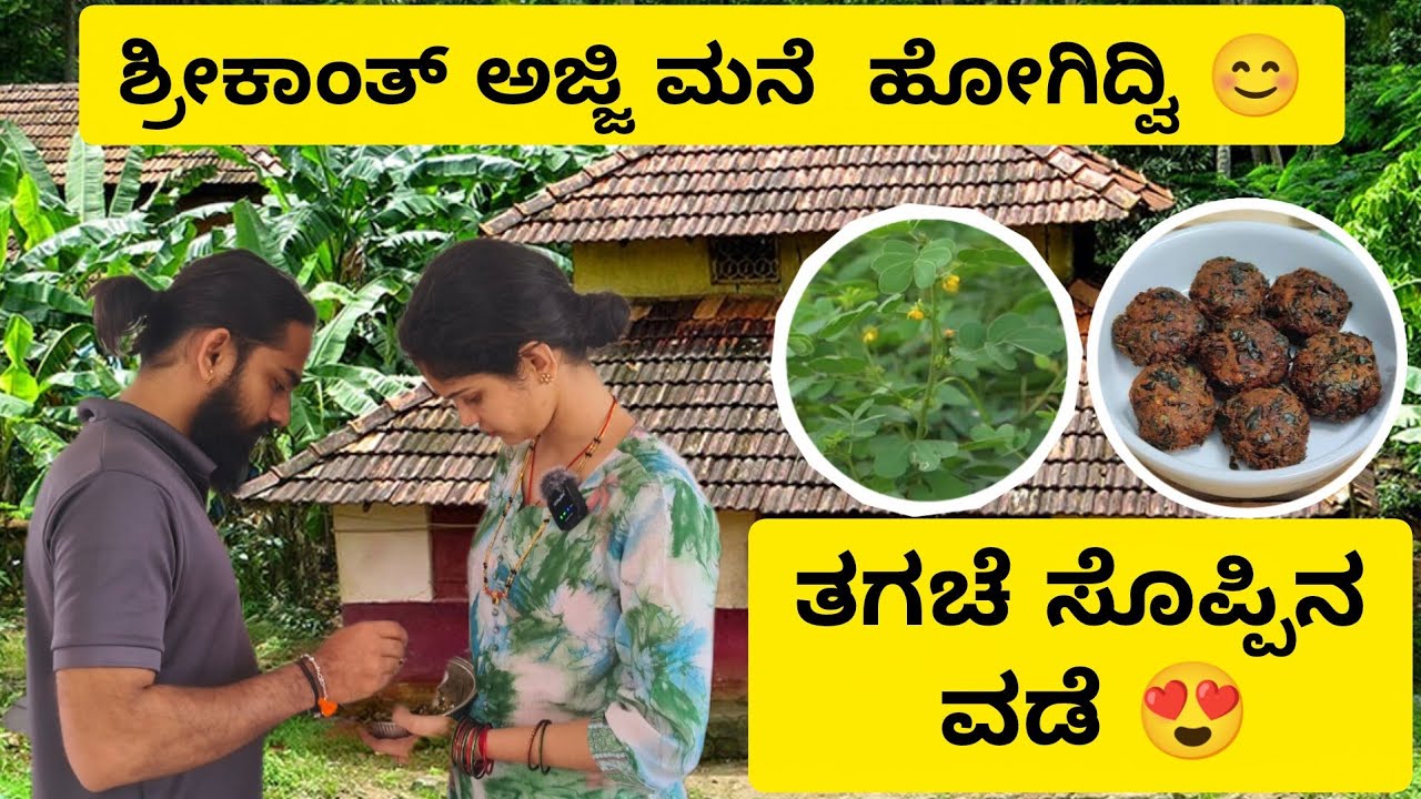 ಶ್ರೀಕಾಂತ್ ಅಜ್ಜಿಮನೆ ಹೋಗಿದ್ವಿ, ತಗಚೆ ಸೊಪ್ಪಿನ ಸ್ಪೆಷಲ್ ವಡೆ 😍@chaithrakundapura 