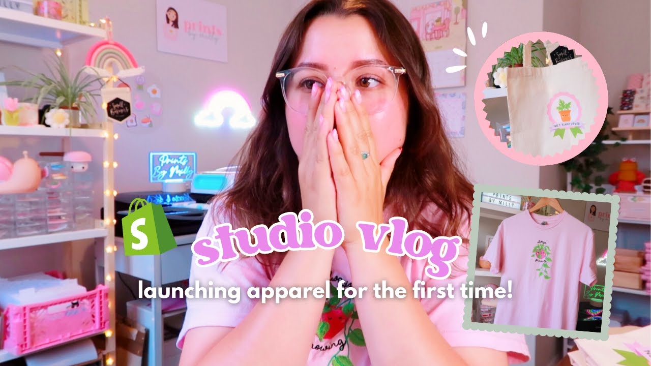 STUDIO VLOG ✿ launch day - launching t-shirts for the first time & how I make printed tote bags!