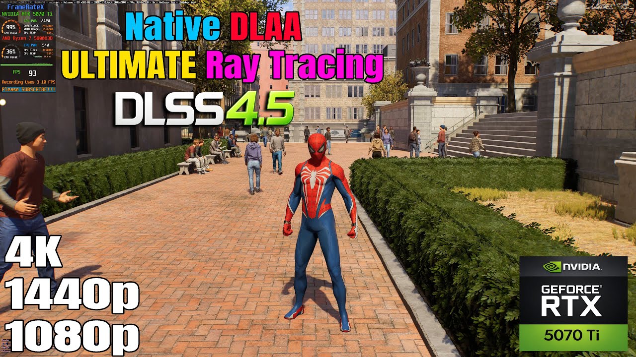 Spider Man 2 - 4K, 1440p, & 1080p - Native DLAA - Ultimate Ray Tracing - DLSS 4.5 - RTX 5070 Ti