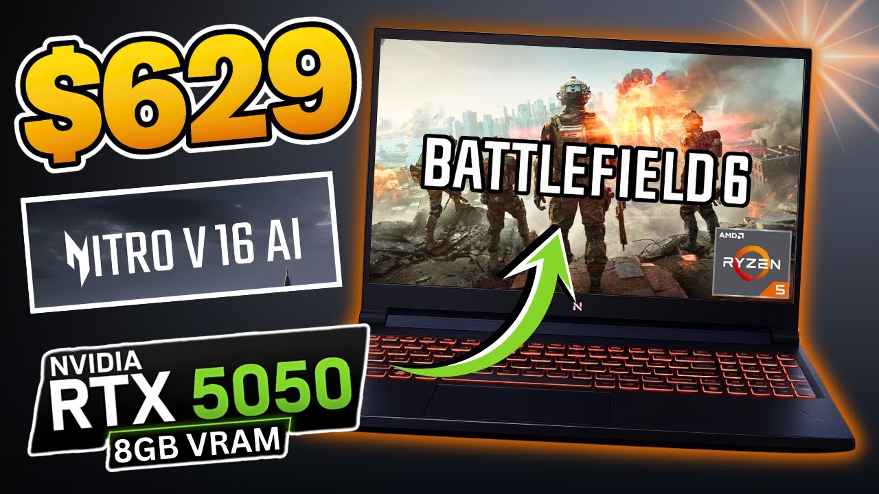 Acer Nitro V16 AI Gaming Laptop (Ryzen 5 + RTX 5050) | Battlefield 6 Benchmark!