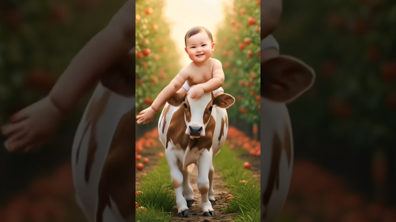 Baby and cow dancing #ai #aidance #baby #cow