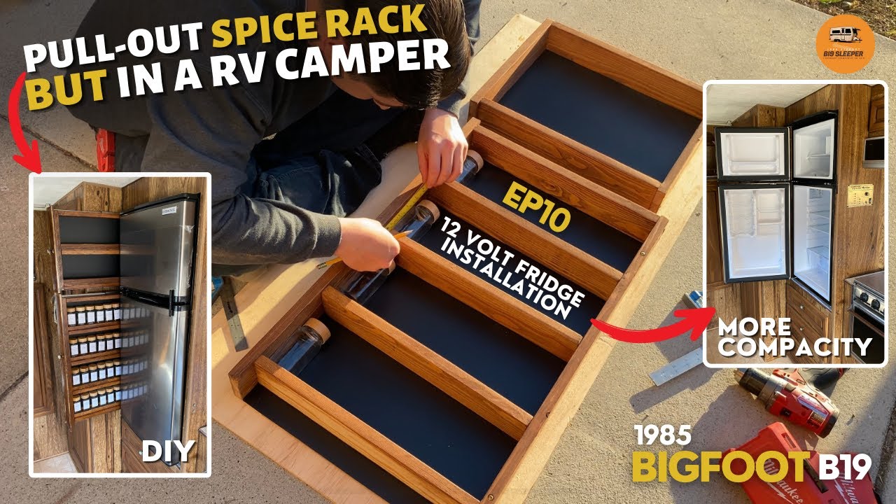 Vintage Camper Renovation: 12V Fridge Retrofit & DIY Pull-Out Spice Rack Unveiled