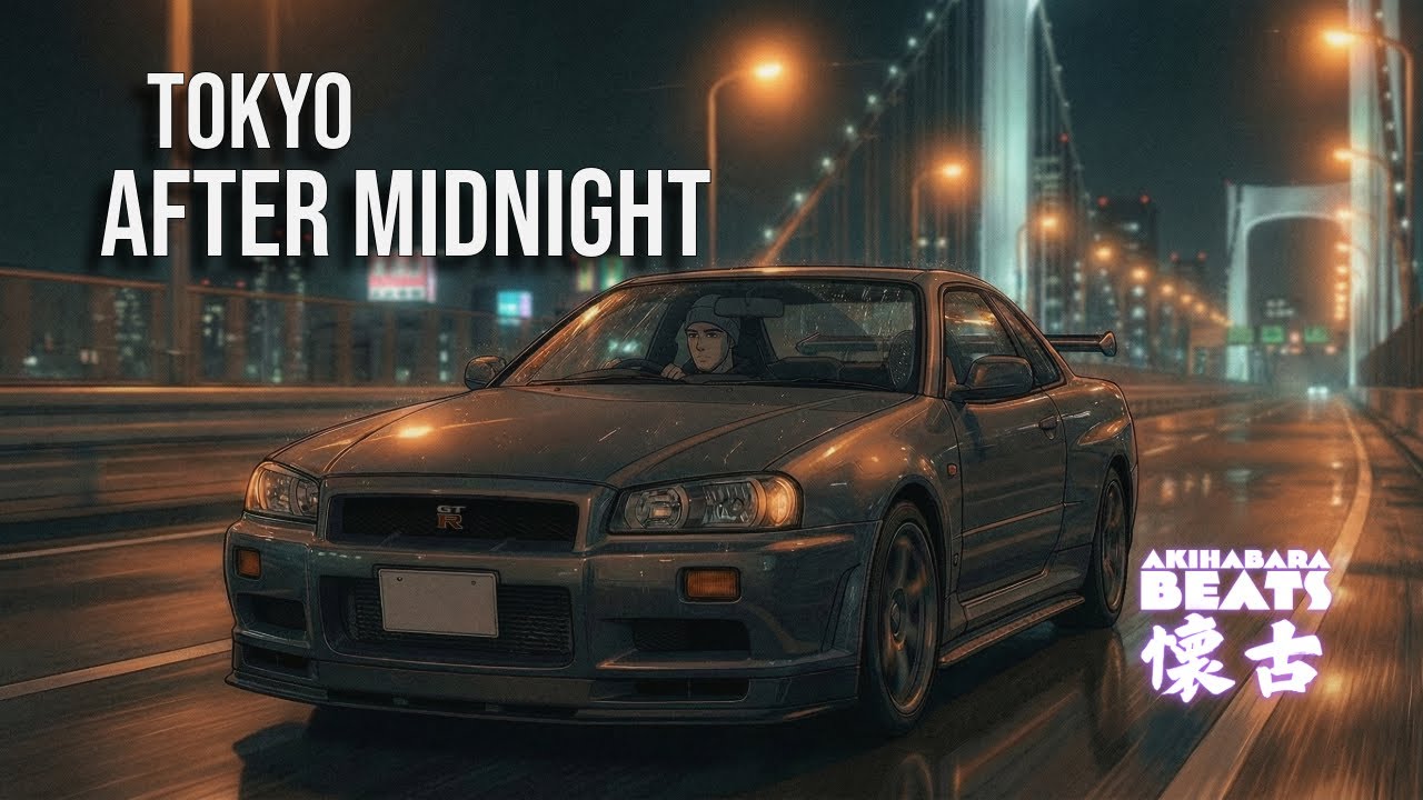Tokyo After Midnight 🌧️ | R34 Night Drive • 2-Hour Dark Synthwave Radio (Akihabara Beats FM)