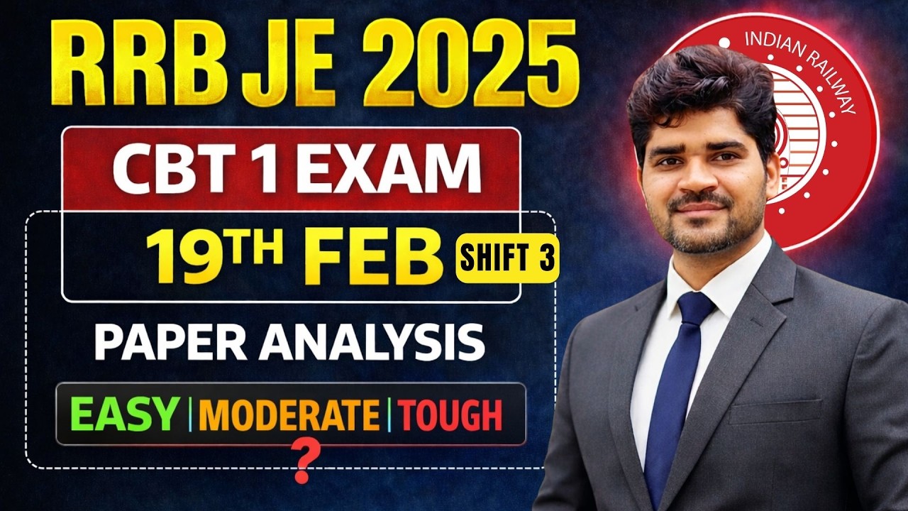 RRB JE 2025 CBT 1 | 19TH FEB SHIFT 3 PAPER Review Easy | Moderate | Difficult  #rrbjecbt1 #rrbje