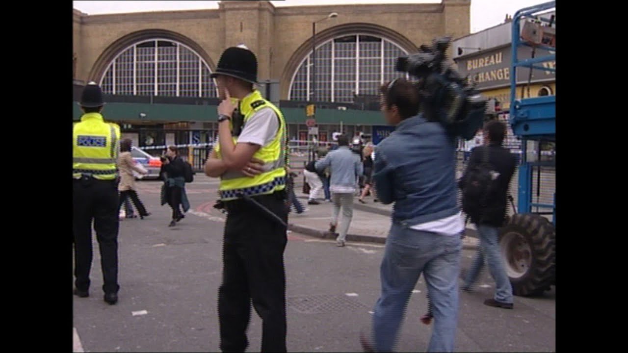 46 Bus Surrounded By Journalists and Police