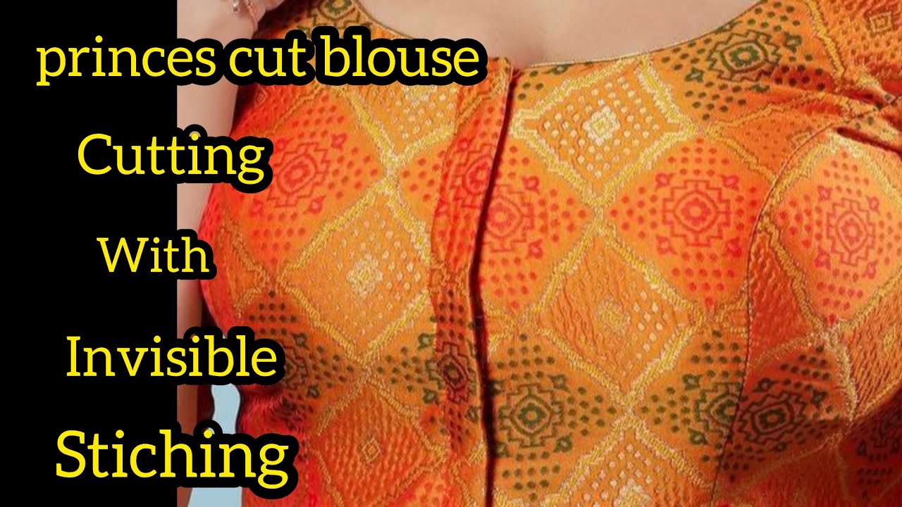 Princess cut blouse cutting with invisible stitching/very easy method//#blousecuttingandstiching