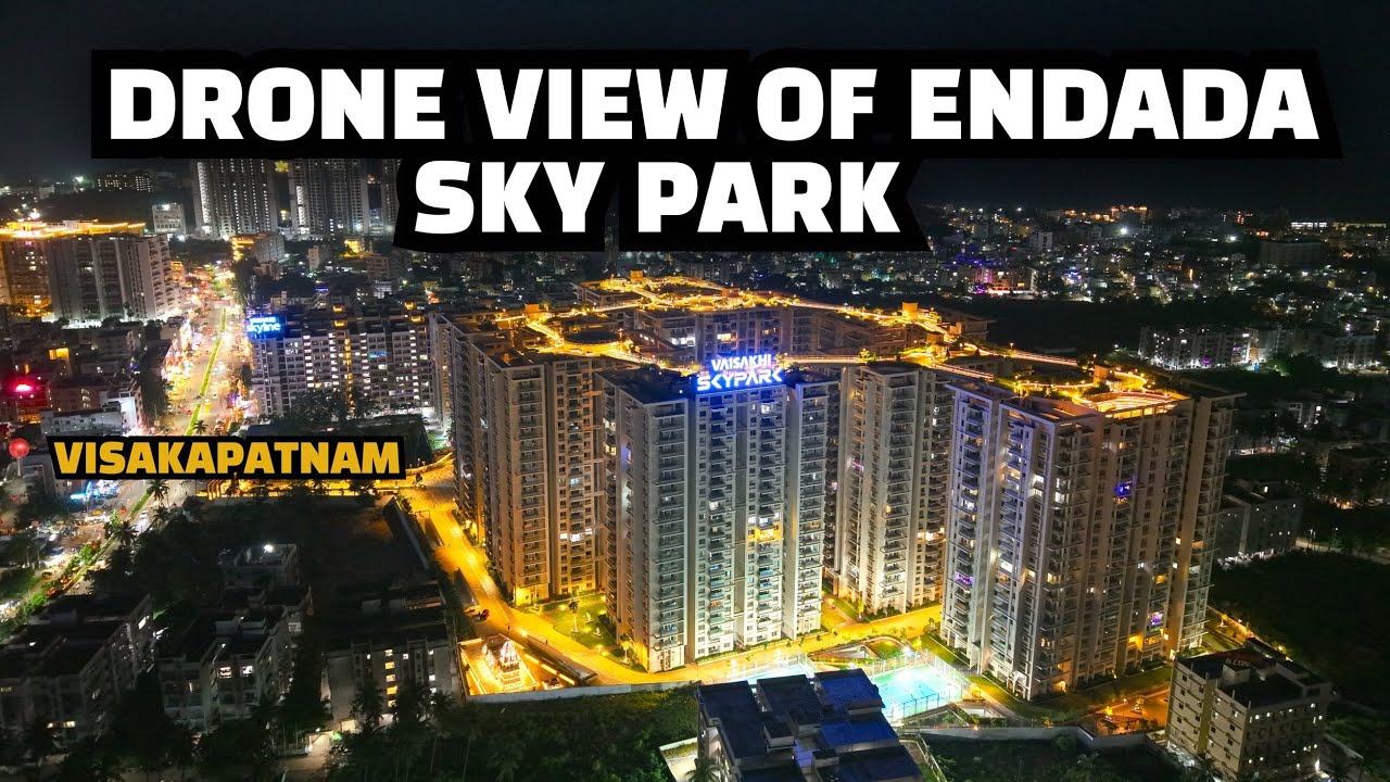«Апартаменты Sky Park Endada – Ночной вид с дрона в Вишакхапатнаме 🌃 | Cinematic Vizag Skyline 4K»