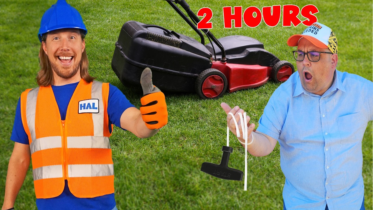 Handyman Hal helps Benji with Mowing the Lawn | Handyman Hal and Friends