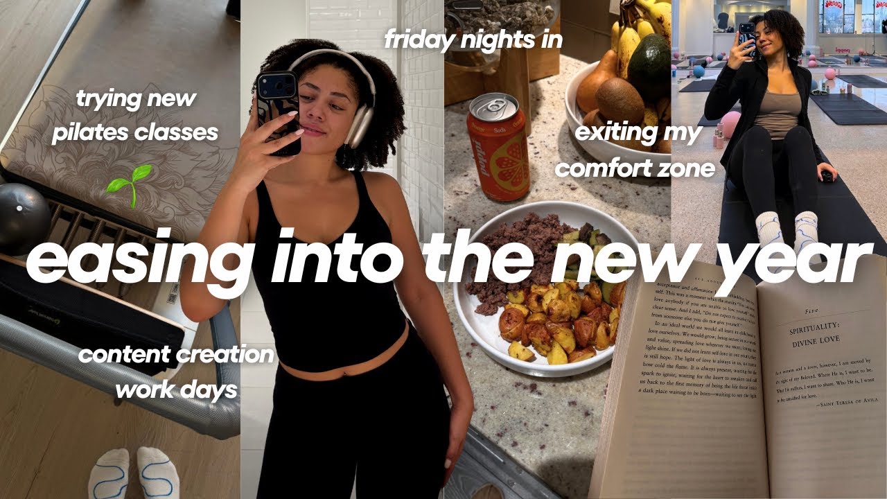 easing into the new year 🌱 exiting comfort zones, new pilates classes, content creator work days..🦋