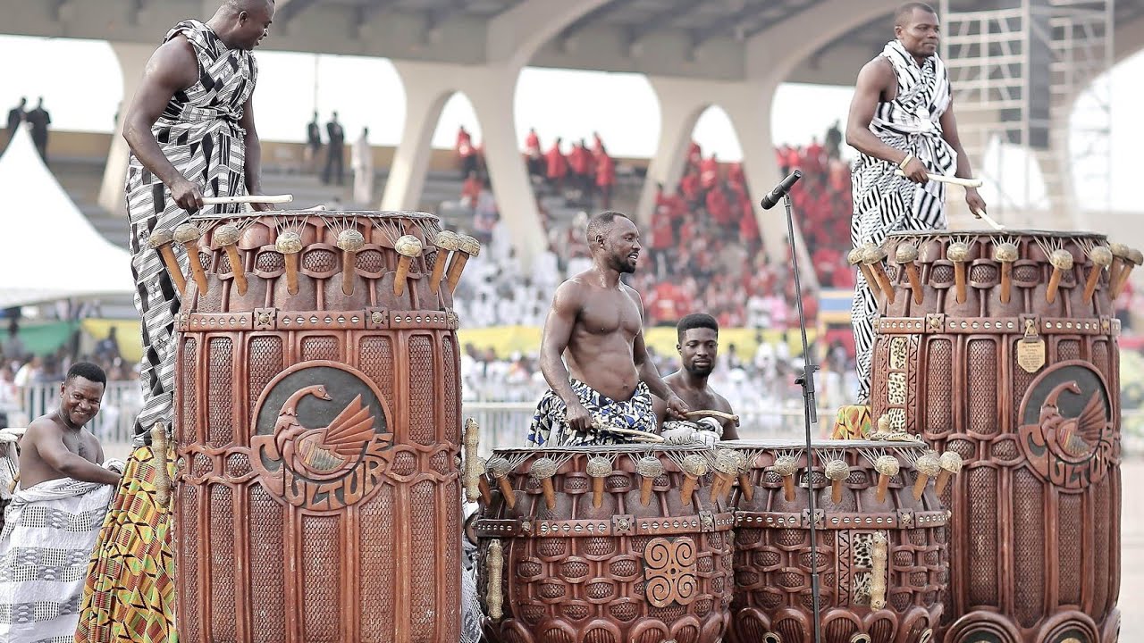 Traditional African drummers at the Emancipation Day | Talking drums | Fontonfrom | Atumpan