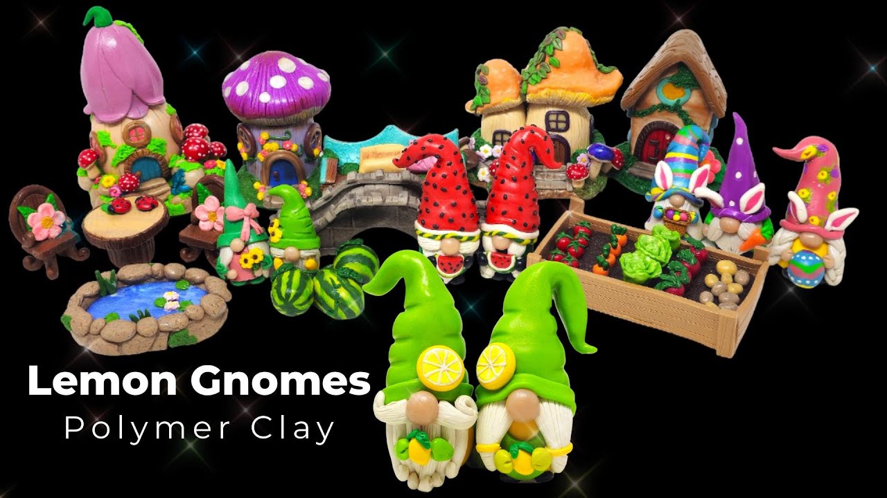 Relaxing crafting video | Adding lemon gnomes to my village from polymer clay