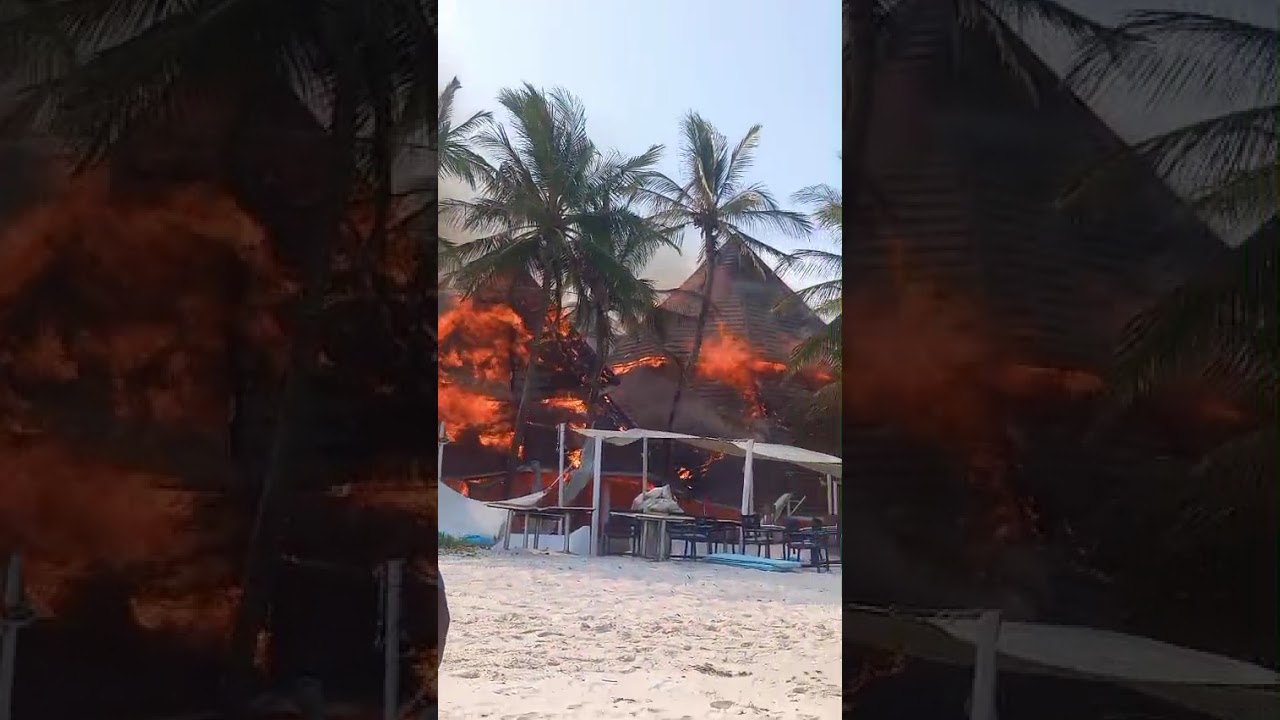 Diani Reef Beach Resort on fire.