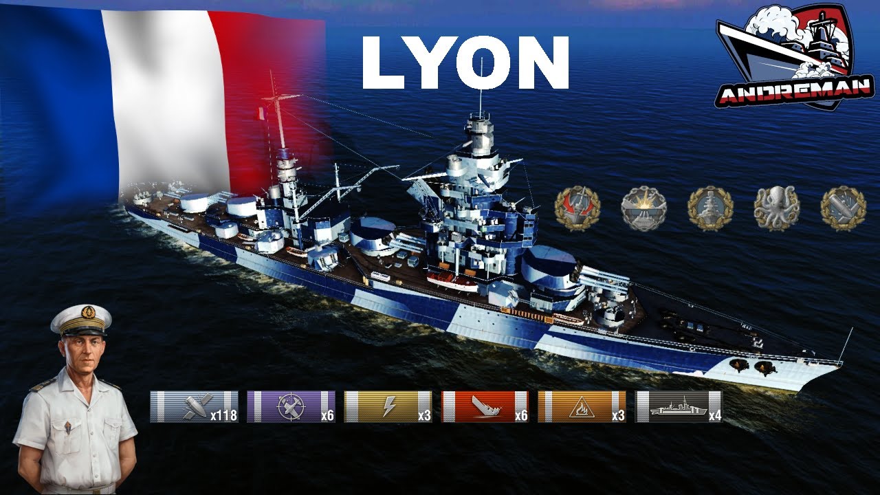 LYON Francuski Pancernik tier VII 6 zatopionych okrętów World of warships (wows)