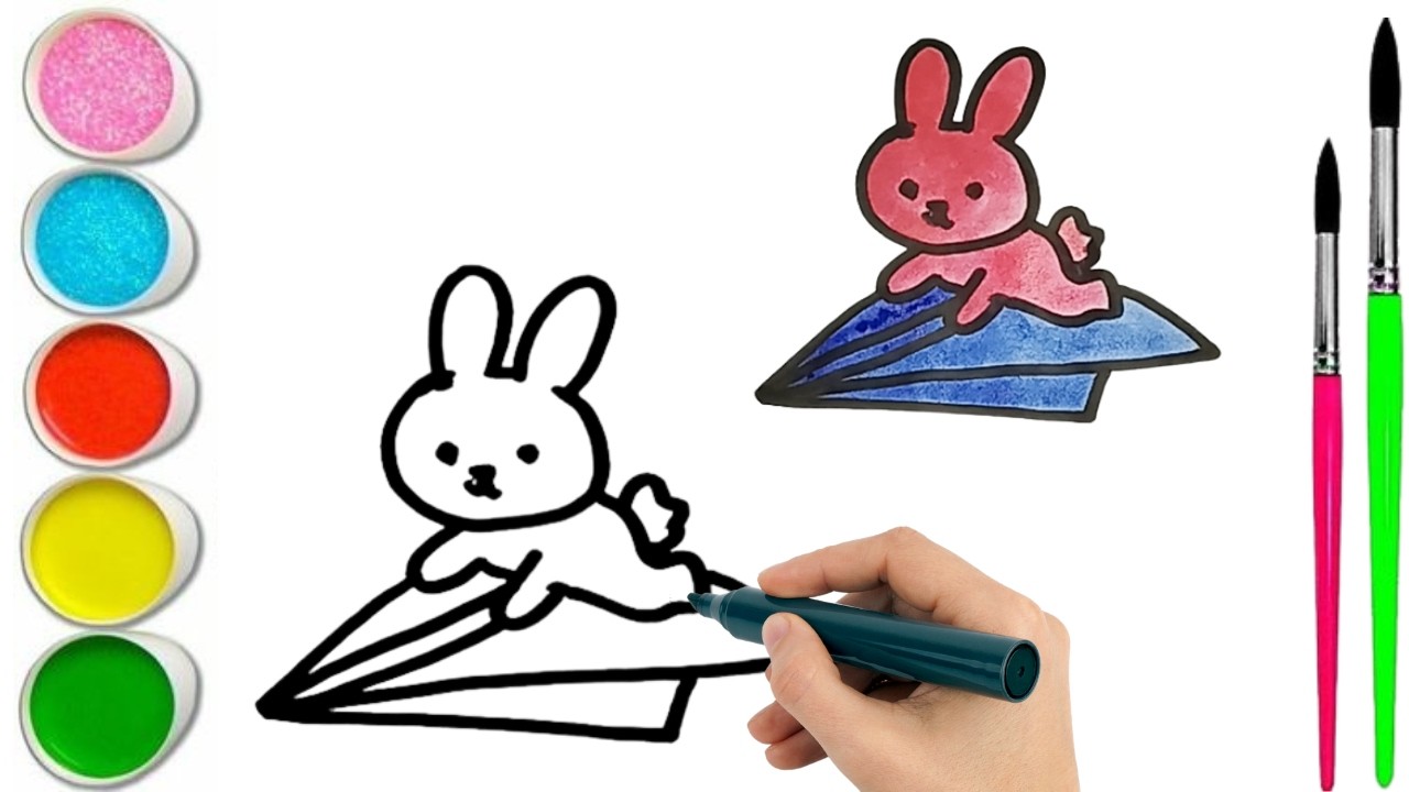How To Draw  cute Rabbit Drawing, Painting & water Coloring For Kids and Toddlers_🌈🎨