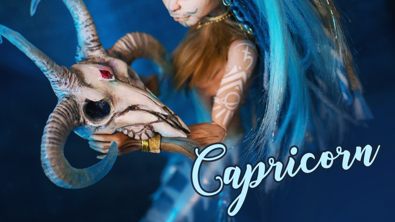 We made Capricorn with a SKELETON TRANSLUCENT MERMAID TAIL! • Random Prompt Zodiac Monster High Doll