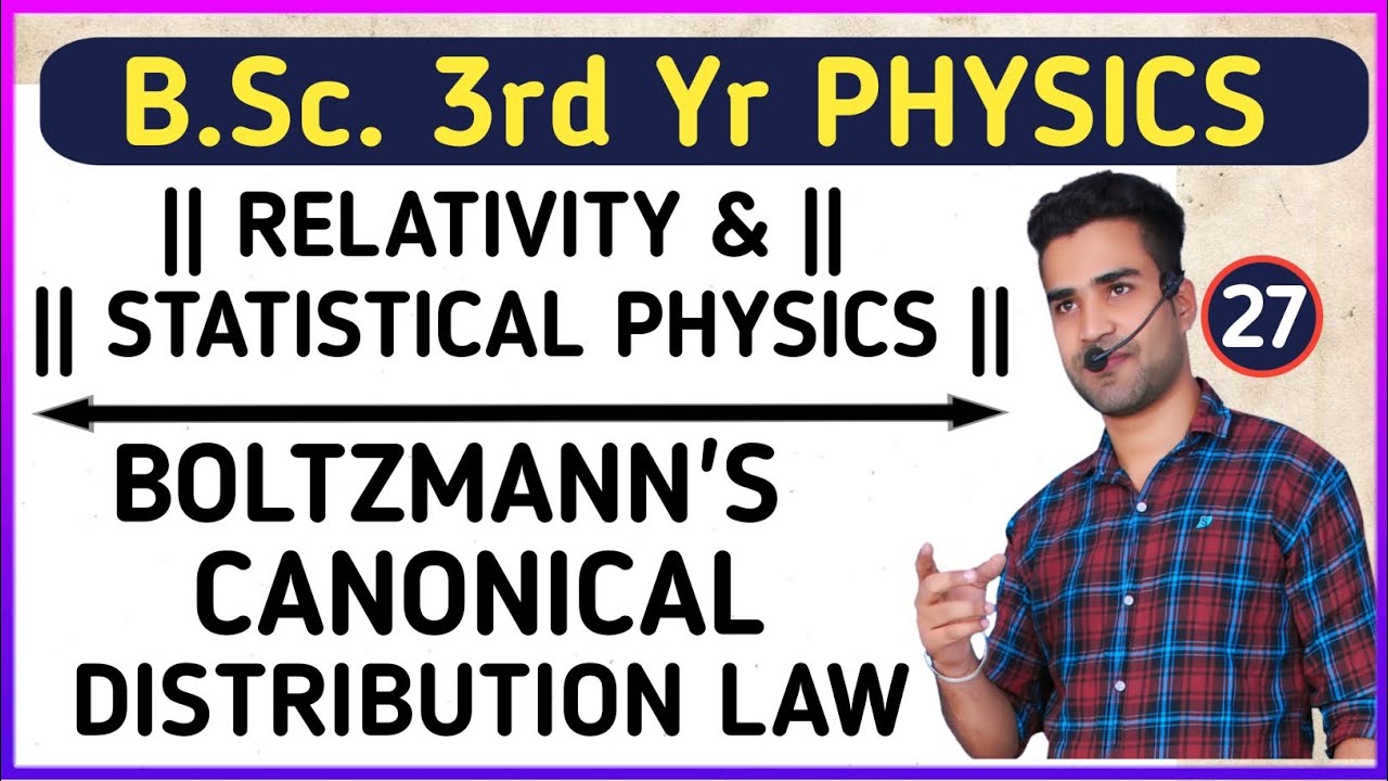 |L27| Boltzmann's Canonical distribution law | Relativity & Statistical Physics |B.Sc.3rd yr Physics