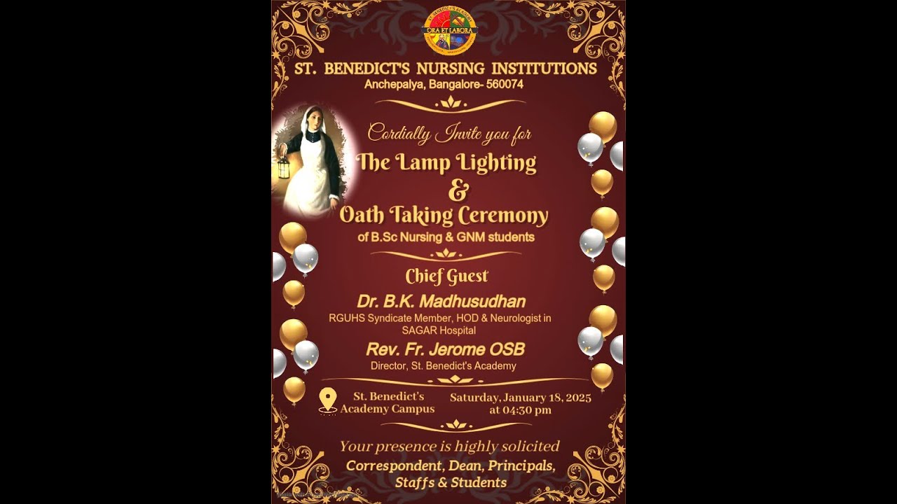 The Lamp Lighting & Oath Taking Ceremony, St. Benedict's Nursing Institutions, Bengaluru
