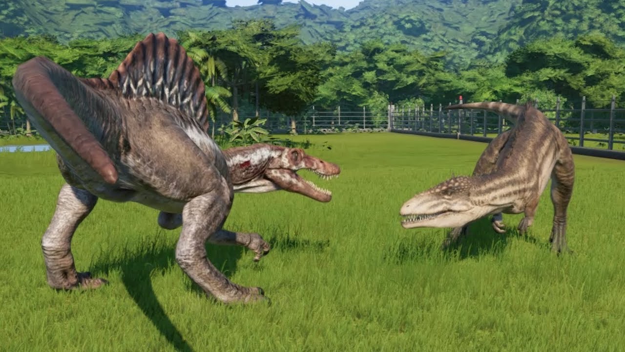 Carcharodontosaurus VS Spinosaurus Update 1.6 - Jurassic World Evolution