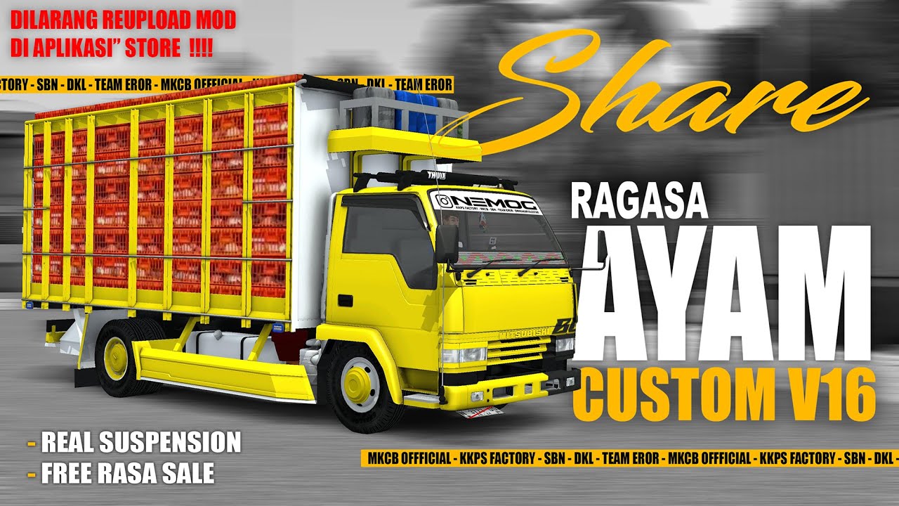 SHAREE!!!! MOD RAGASA AYAM CUSTOM V16 || REAL SUSPENSI || BUSSID MOD INDONESIA