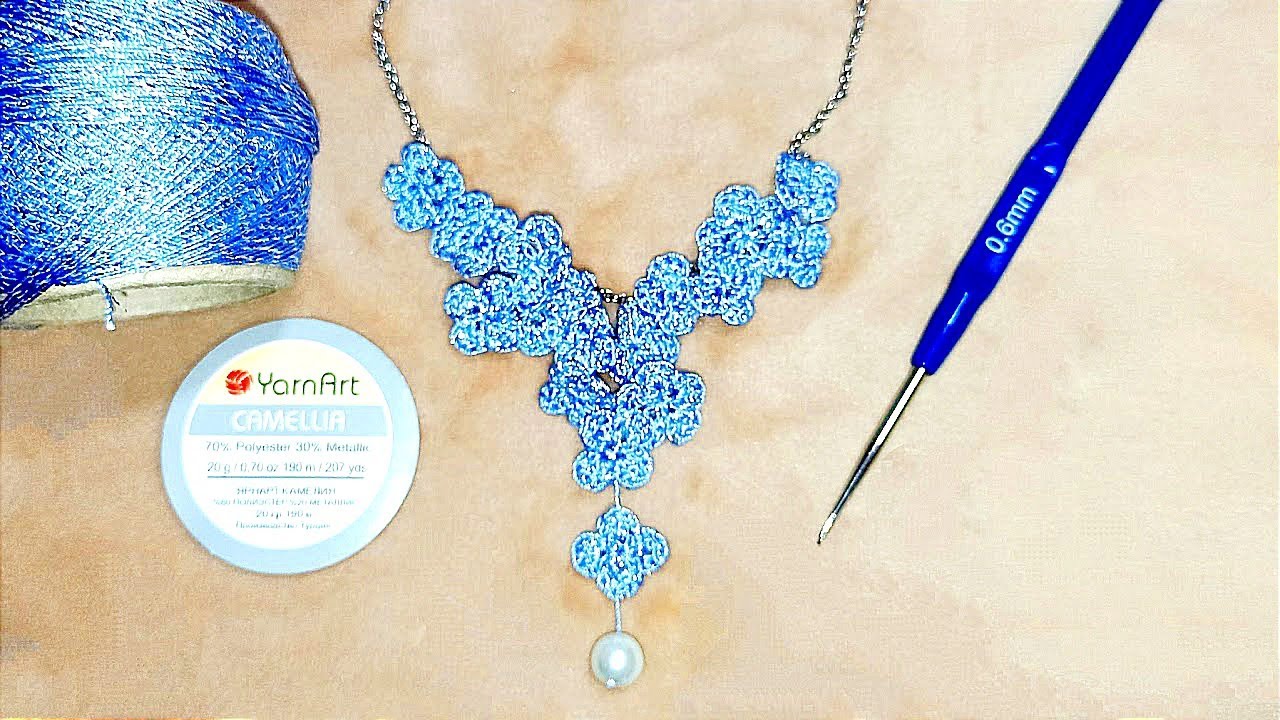 Awesome crochet necklace😍 DIY crochet jewelry, crochet ideas, crochet flower, tutorial, handicraft
