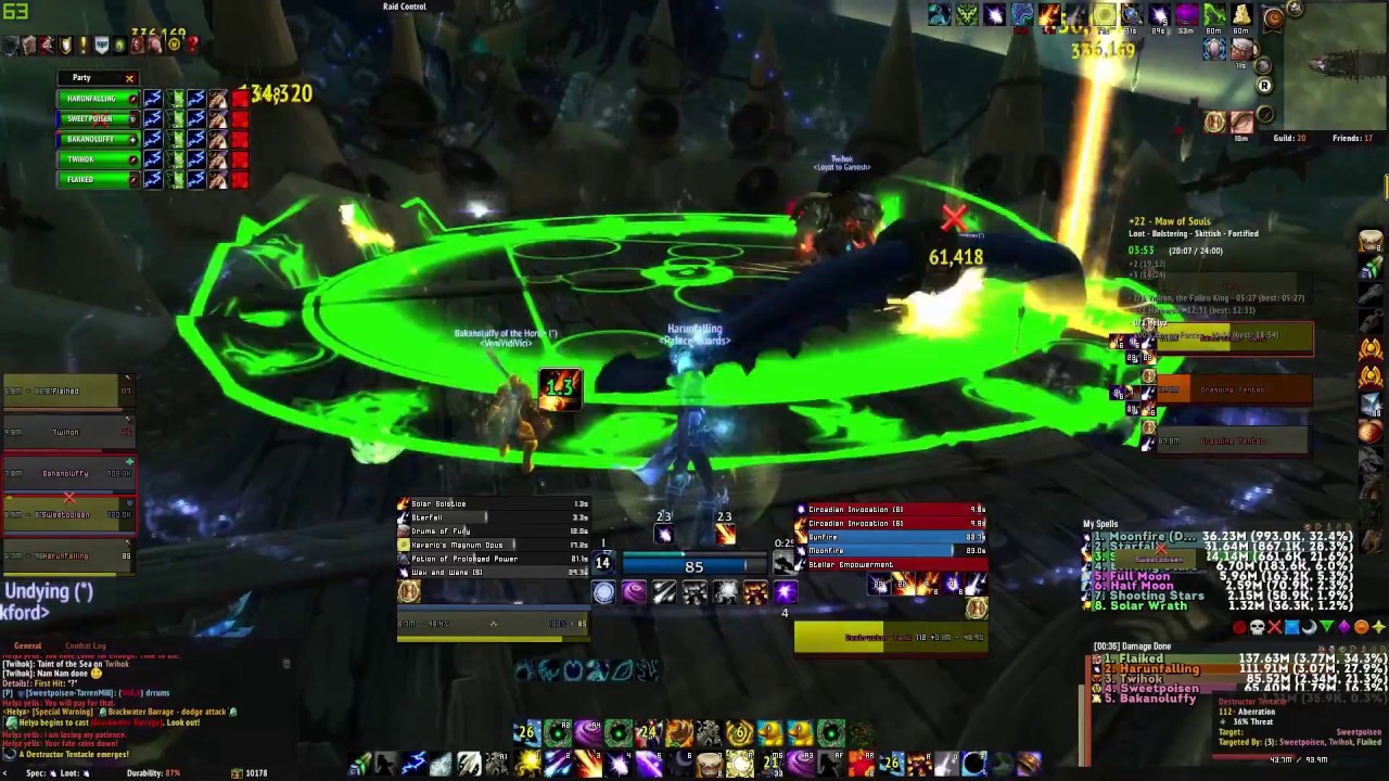 Mythic +22 Maw of Souls-Balance Druid POV-[in-time]  Harunfalling [WOW Legion 7.3.5]