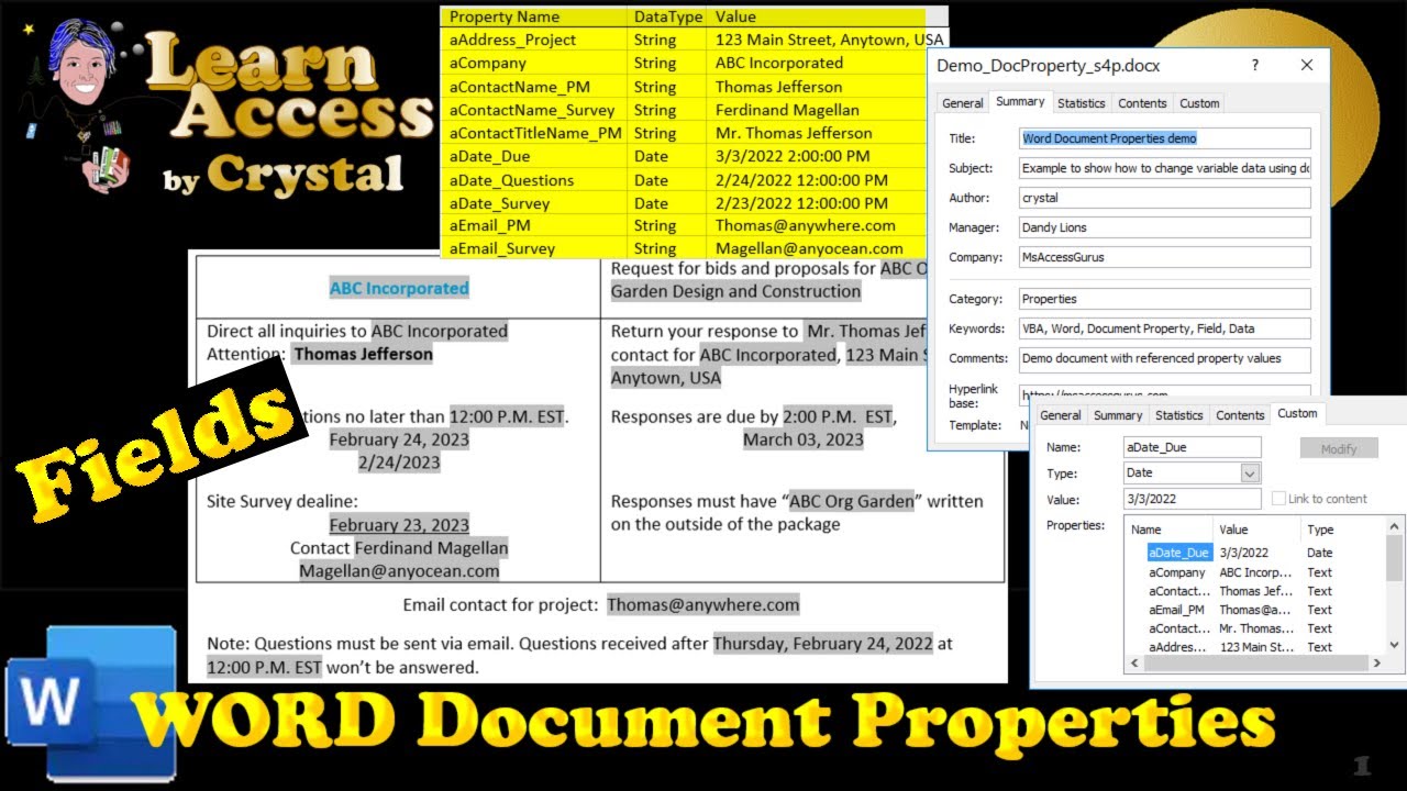 Word Document Properties and Fields