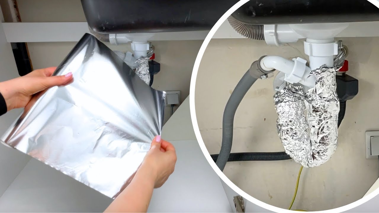 Owiń rury pod zlewem folią aluminiową