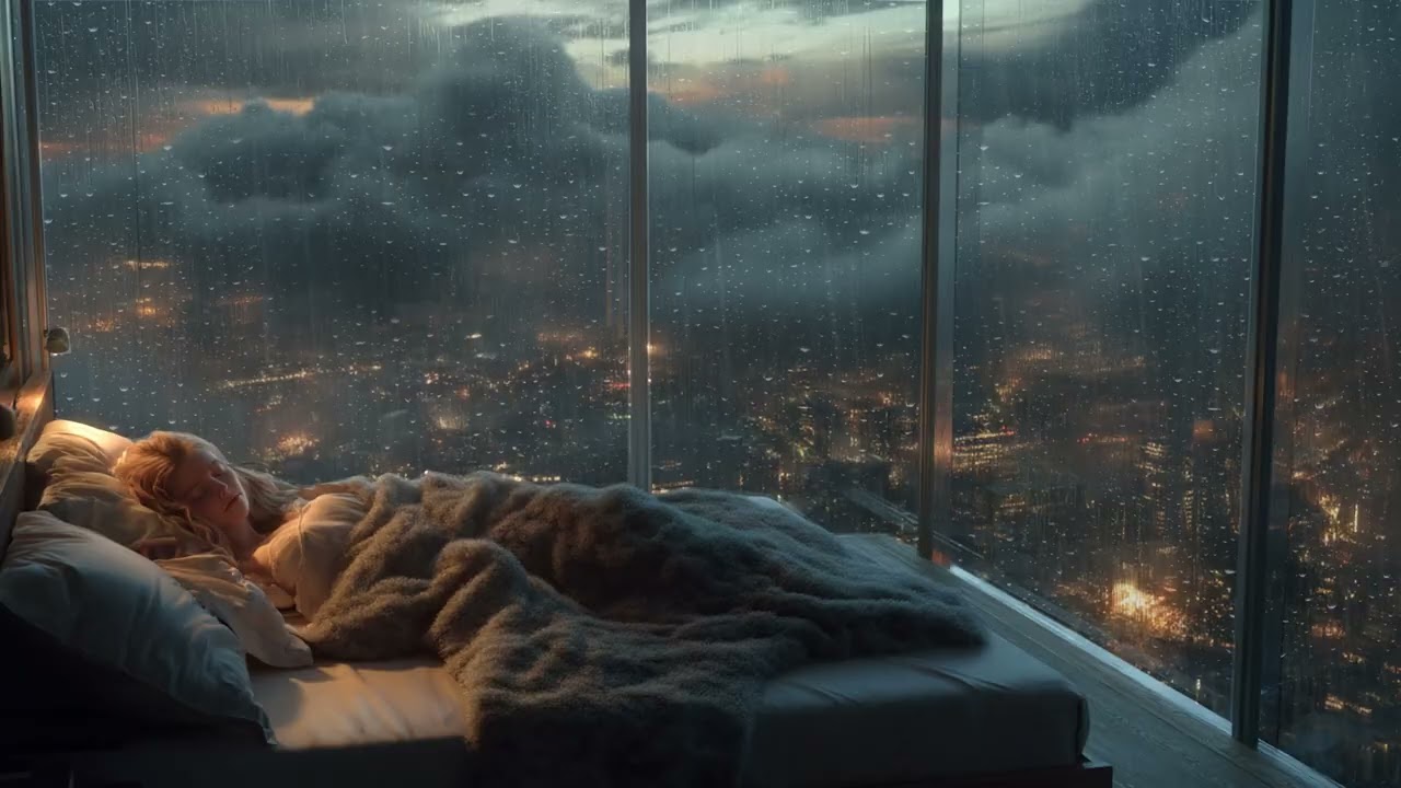 Late-Night Rain and Piano with Annie in a High-Rise Glass Apartment | Urban Calm for Sleep 🌃🌧️🎹