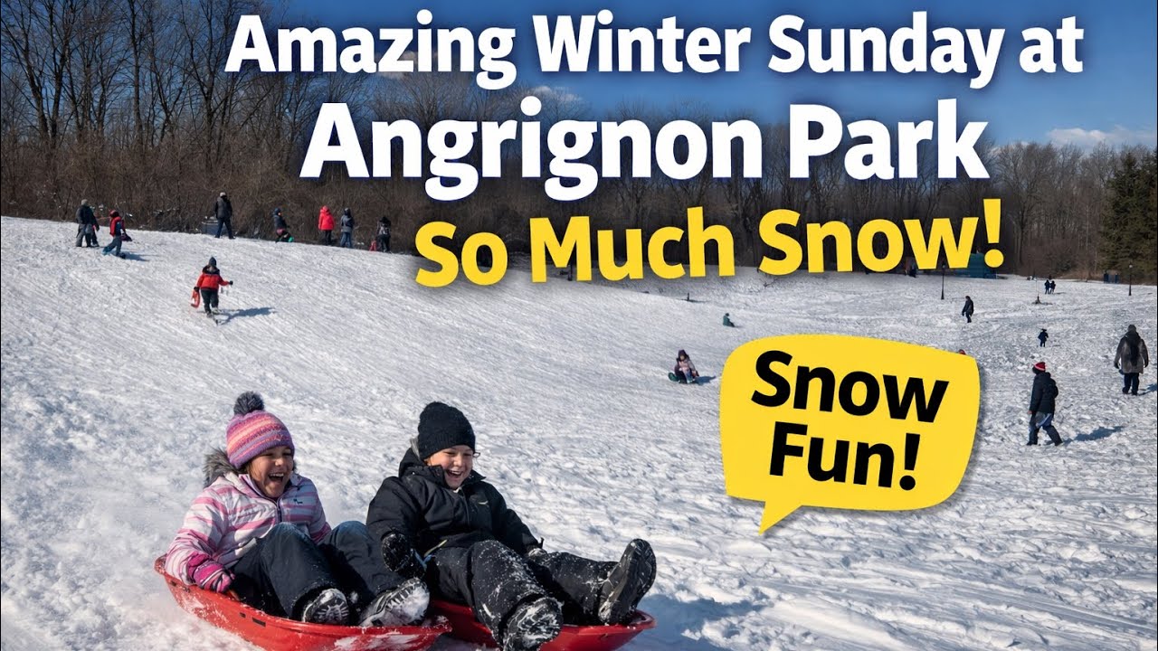 Montreal Winter Sunday at Angrignon Park – So Much Snow!