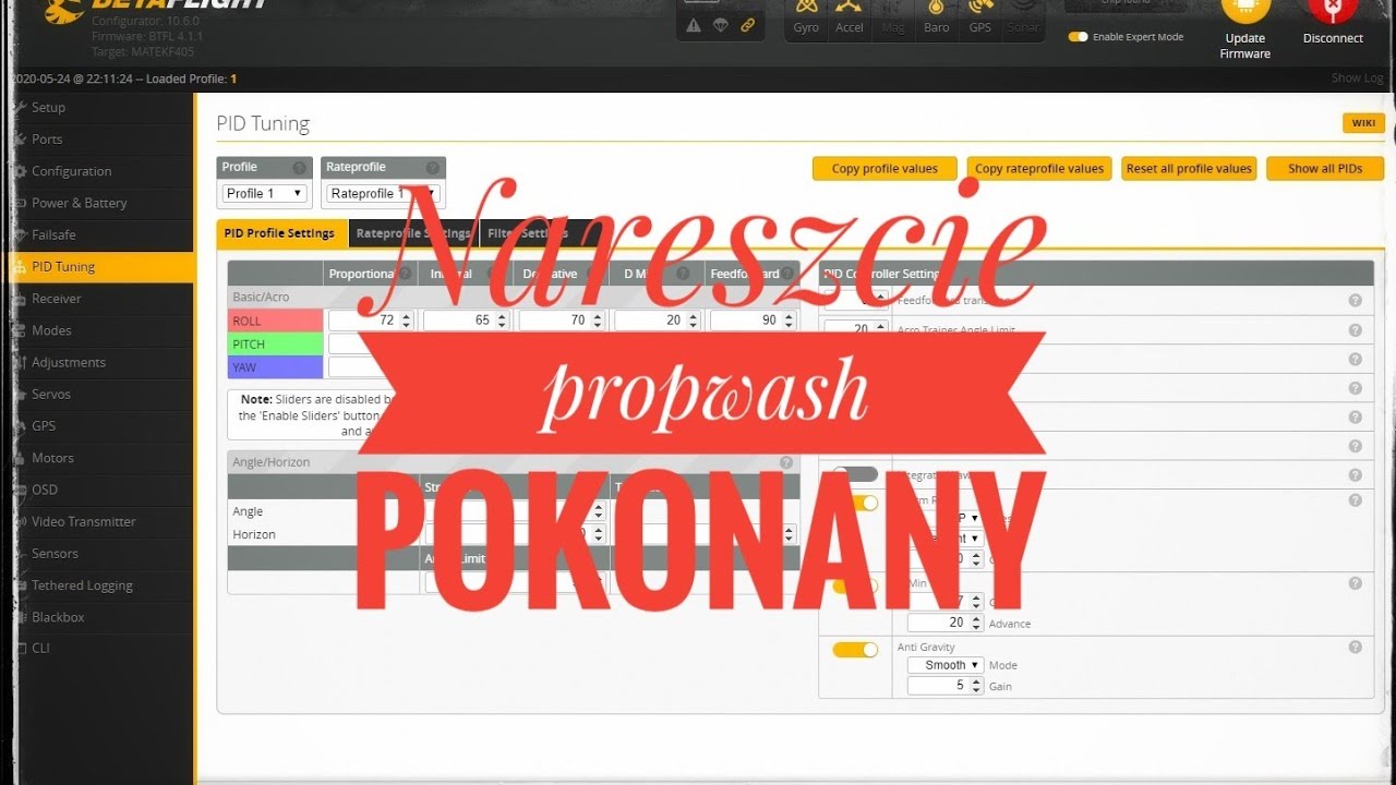 Propwash z głowy. Filtr RPM.