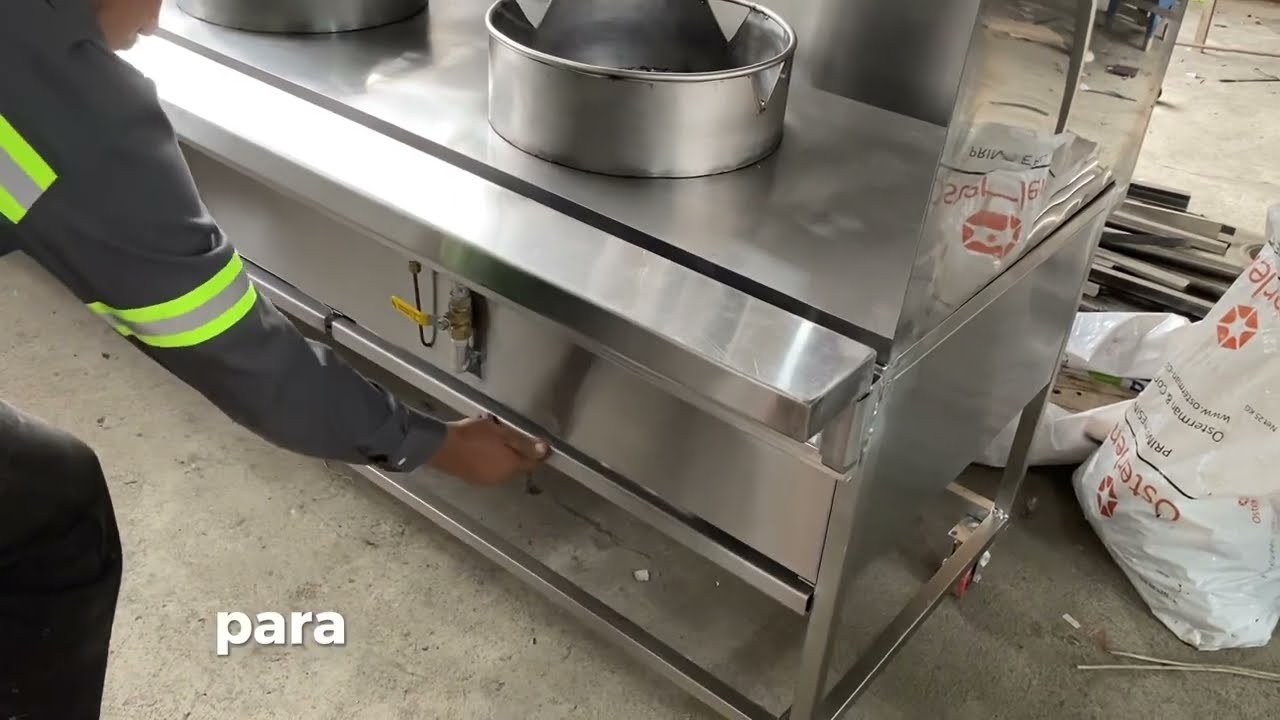Fogon WOK para comida china de 3 Peroles en Acero Inoxidable