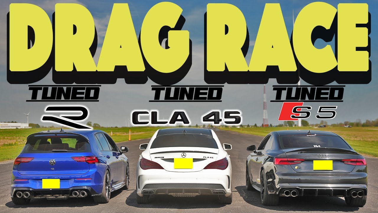 Битва тюнеров! Golf R 2022 против Mercedes ClA45 AMG и Audi S5, гонка в стиле дрэг-н-ролл.