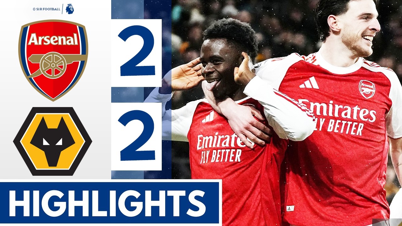 Wolves vs Arsenal 2-2 - Highlights & Goals - Bukayo Saka & Piero Hincapi&eacute; Goal