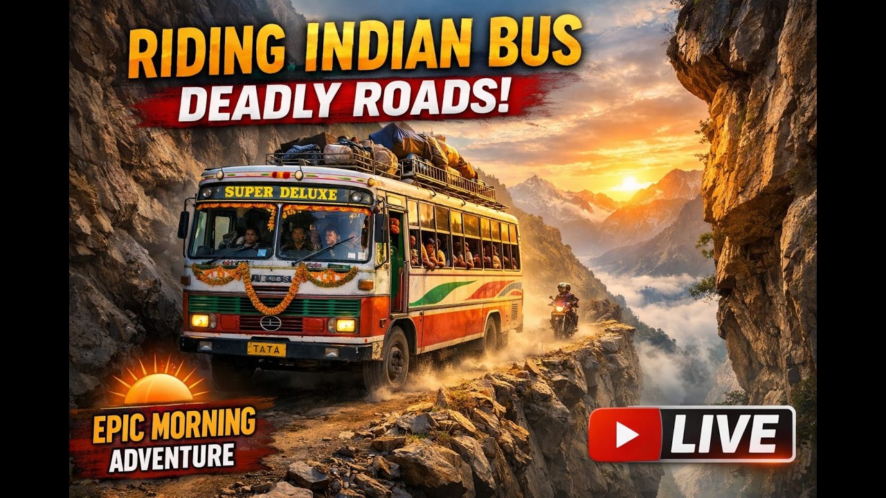 🔴 LIVE: Indian Bus Ride on Deadly Mountain Roads | Epic Morning Journey 🚍⛰️