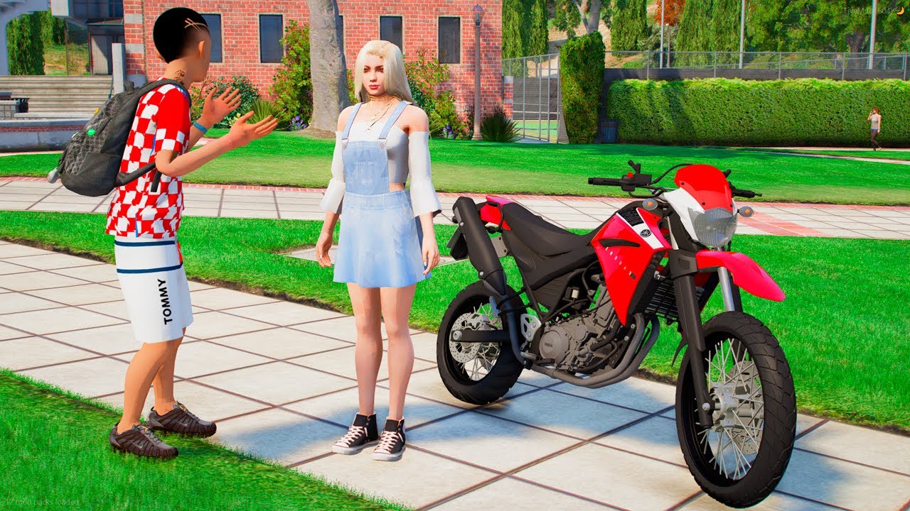 GTA V: MODS - LEVEI UMA MENINA PARA ESCOLA DE MOTO