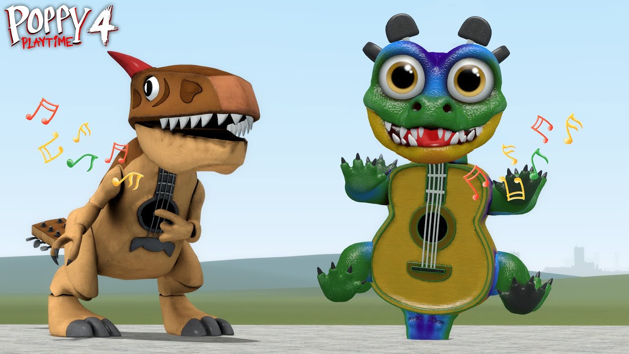 GUITARNASAURUS VS GUITARODILE POPPY PLAYTIME 5 FROM DINO TOY PIANOSAURUS FAMILY in Garry's Mod