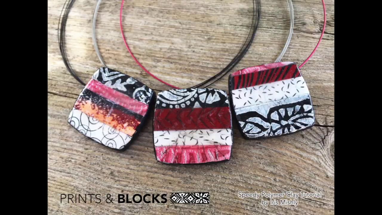 FREE Polymer Clay Tutorial - Carved Wooden Printing Blocks Polymer Clay Jewelry