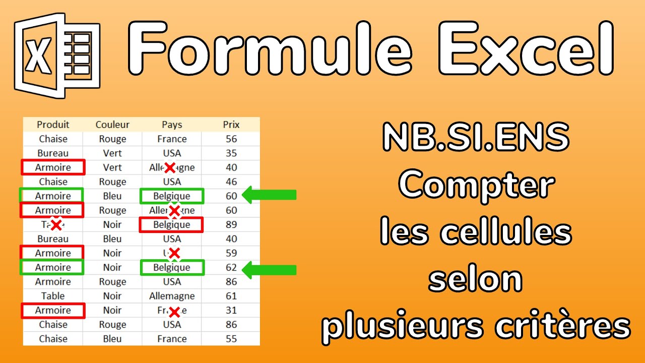 Excel - La formule NB.SI.ENS - Compter le nombre de lignes qui vérifient plusieurs critères