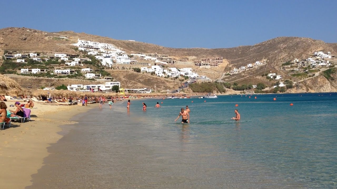 Elia Beach Guys Area Mykonos ( or Mikonos ) (HD)