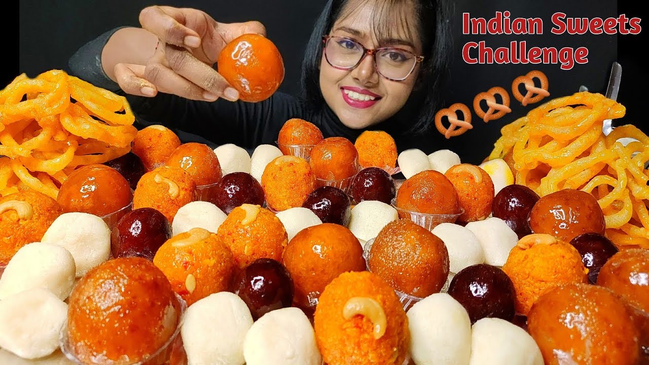 Eating Indian Sweets | Rasgulla, Gulab Jamun, Laddu, Jalebi | Big Bites | Asmr Eating | Mukbang