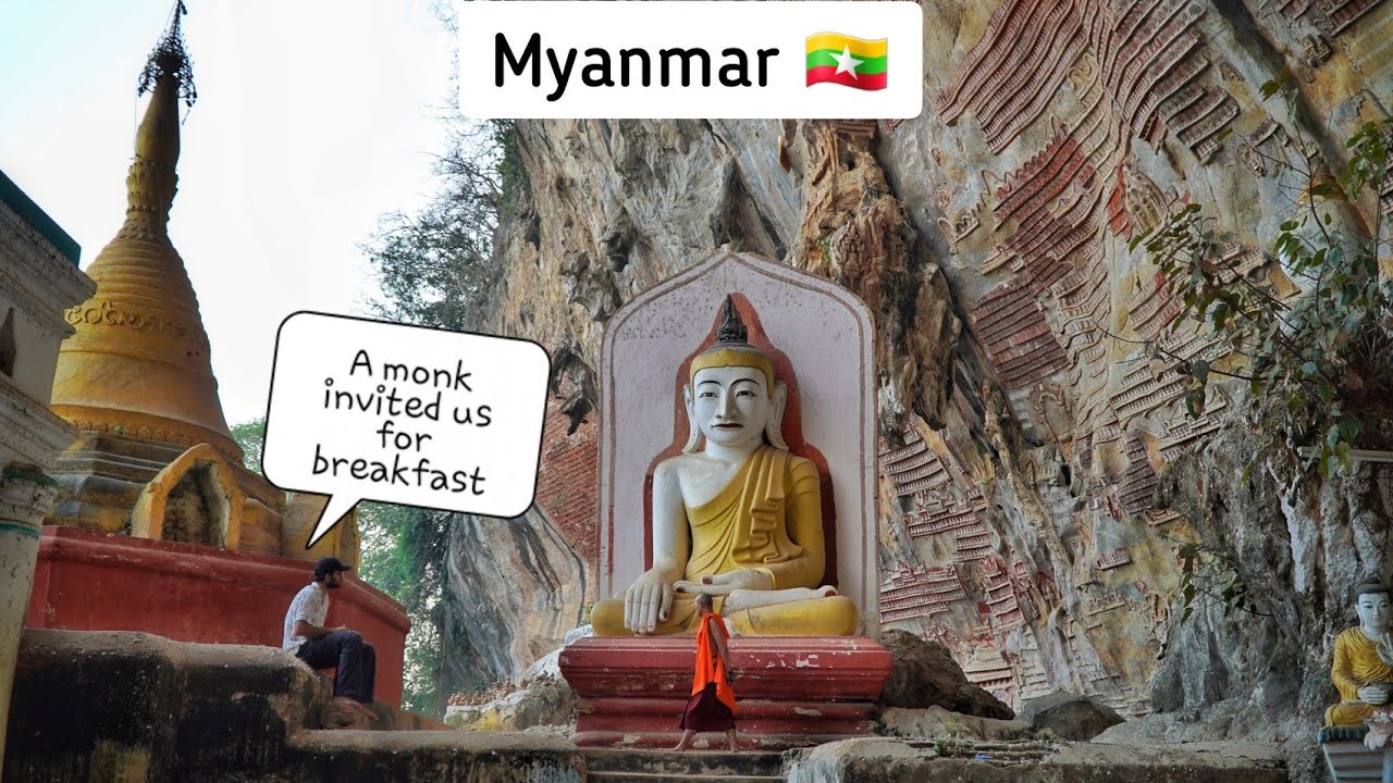 Buddhist monk invited us for food | Met Tamil Burmese people in Hpa An, Myanmar