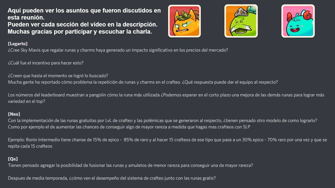 Charlas en Comunidad [Ep. 24] Runes y Charms Gratuitas #AxieInfinityES