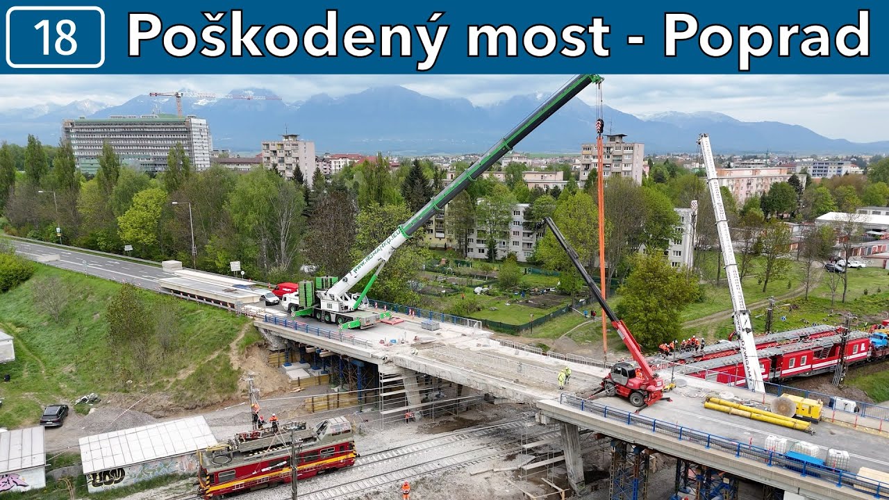 Poškodený most v Poprade na ceste I/18 (14.5.2024)
