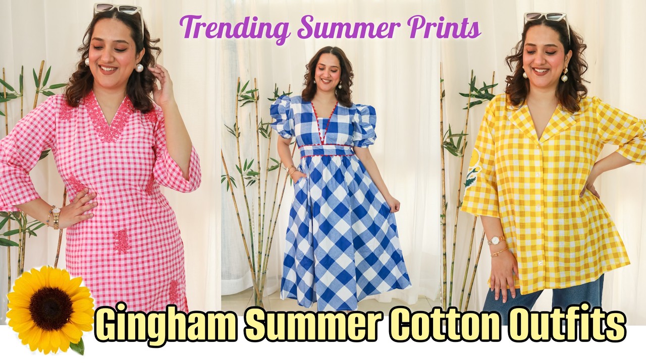 Trending Gingham/Checked Print Summer Kurti Tops & Dresses | Pure Cotton Summer Outfits