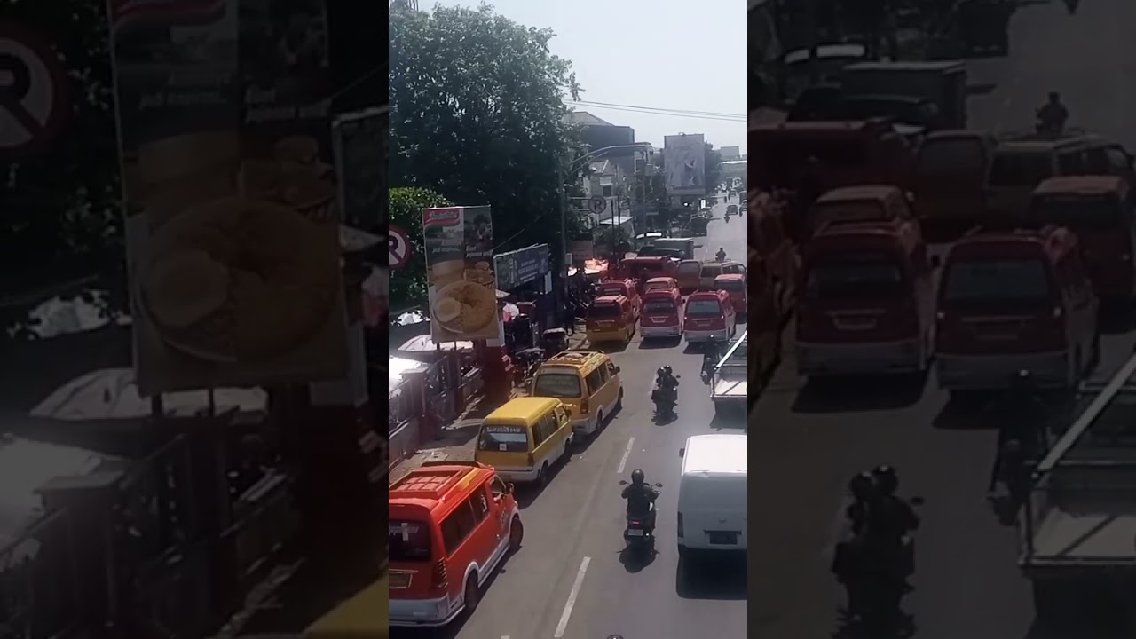 suasana depan pasar karangayu kota Semarang with jembatan penyebrangan#minivlog #shots