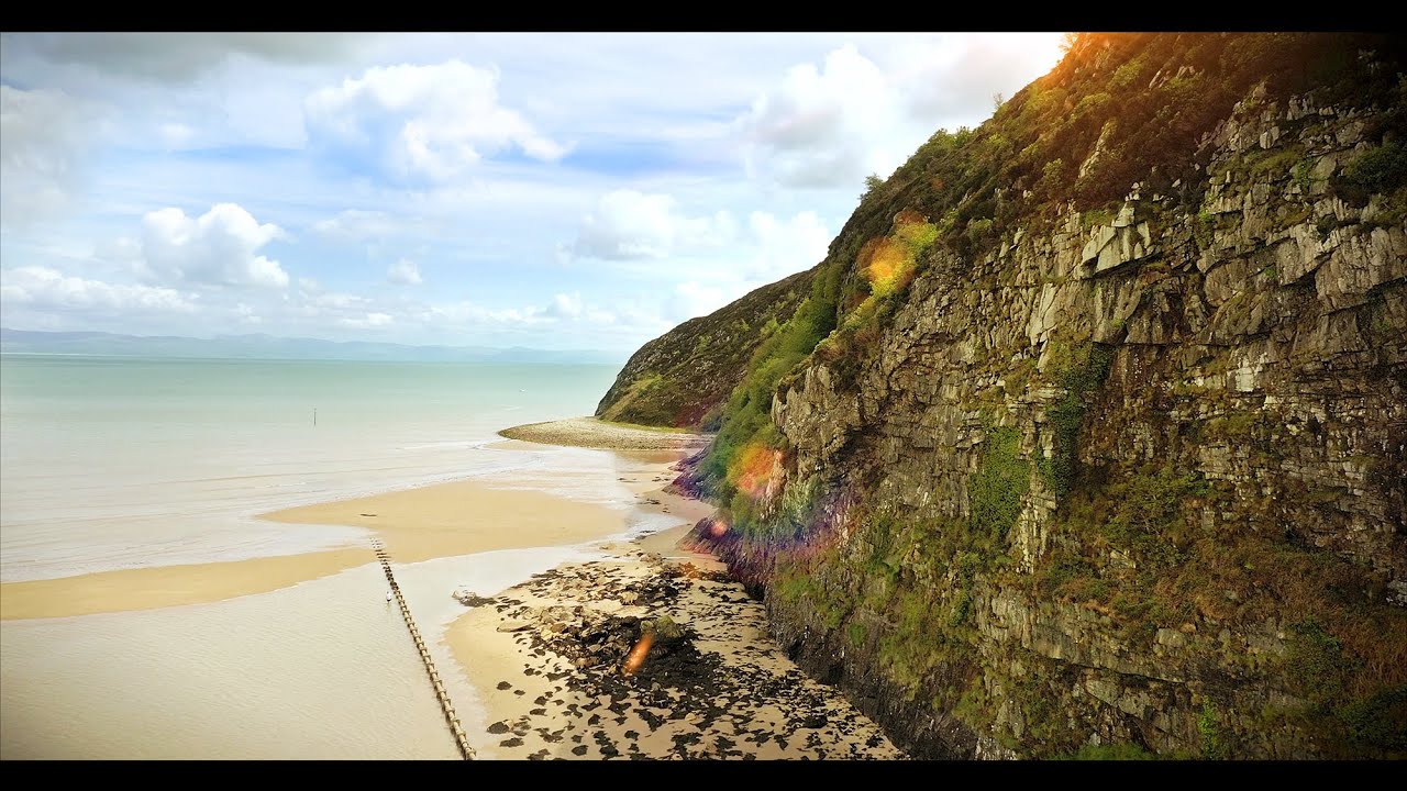 Beautiful Welsh Beach 4K Drone Footage of Llanbedrog Beach Wales