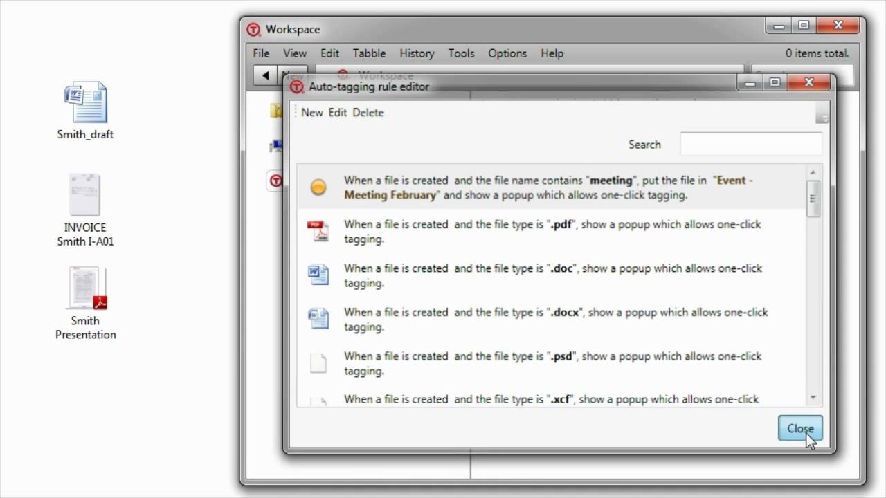 Auto-tagging rules - names (Tabbles training video 9)