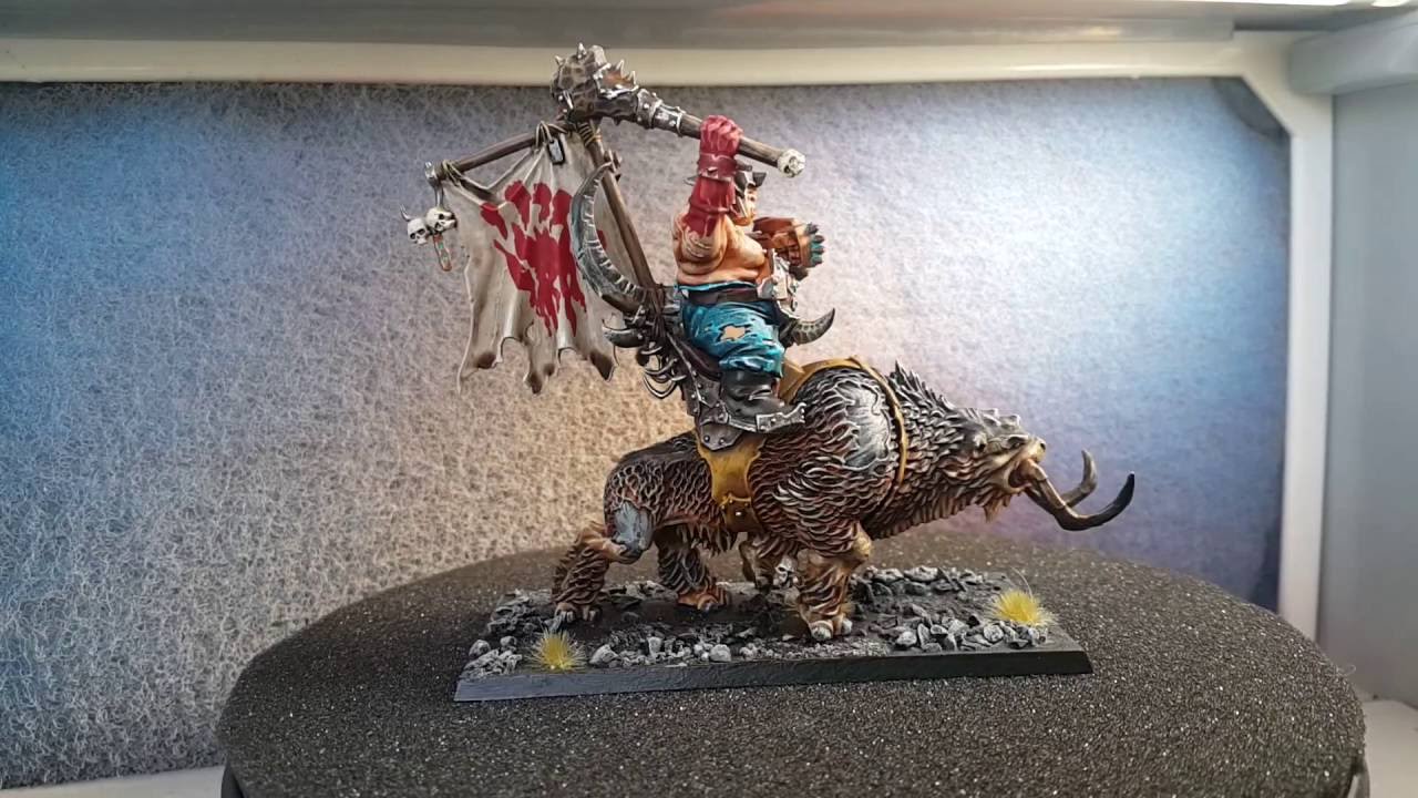 Citadel paints Beast Claws ogre with vulture, two Mournfang Cavalry and a nasty Gnoblar Part 2