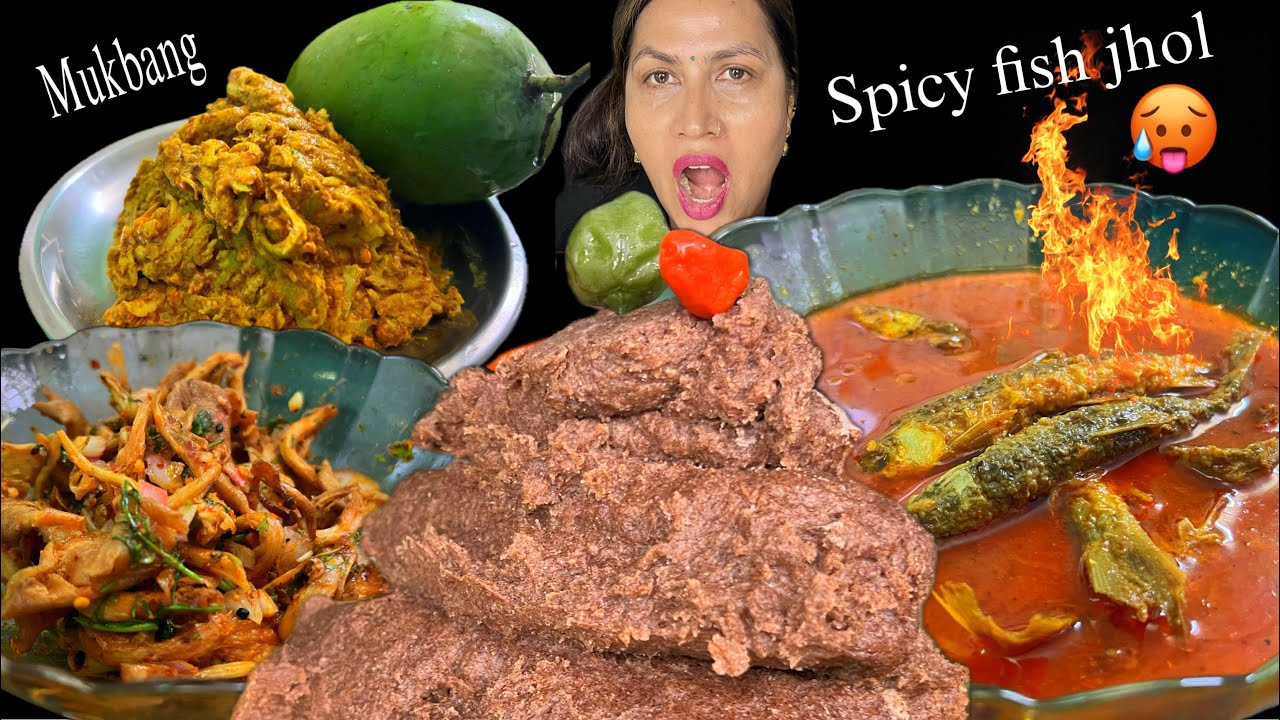 EATING SPICY FISH JHOL WITH KODOKO DHIDO🔥😋|AAPKO ACHAAR RA MUSHROOM SADEKO🔥🌶️|Nepali  Best Mukbang🔥