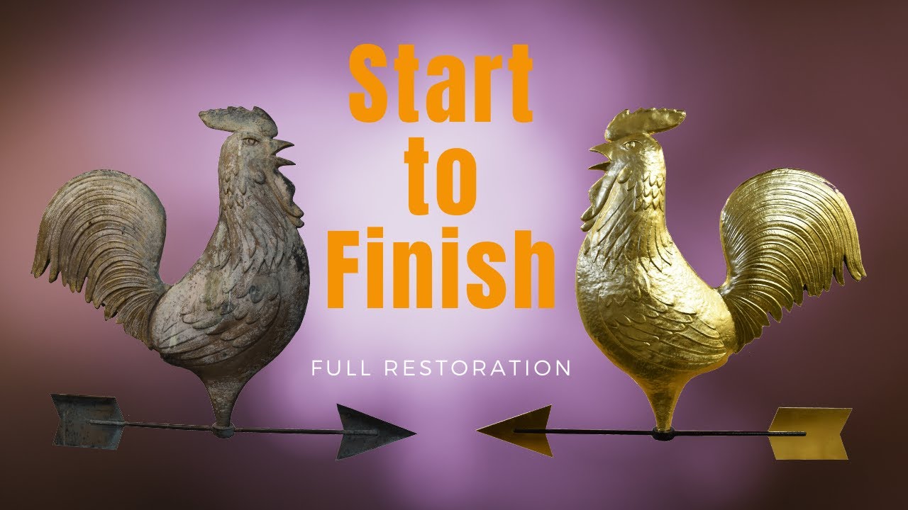 Gilding a cockerel weathervane